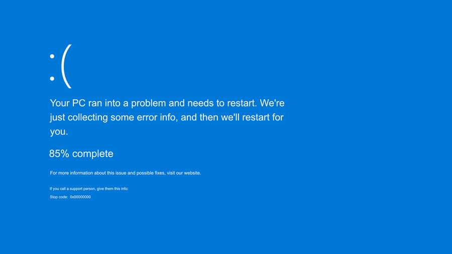 Blue screen - screen of death - BSOD system error